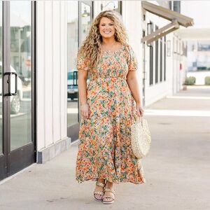 NEW- Flowers From The Garden Dress, Peach